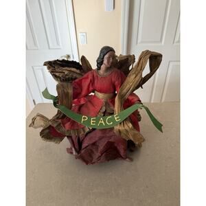 Vintage African American Angel Christmas Tree Topper 16”